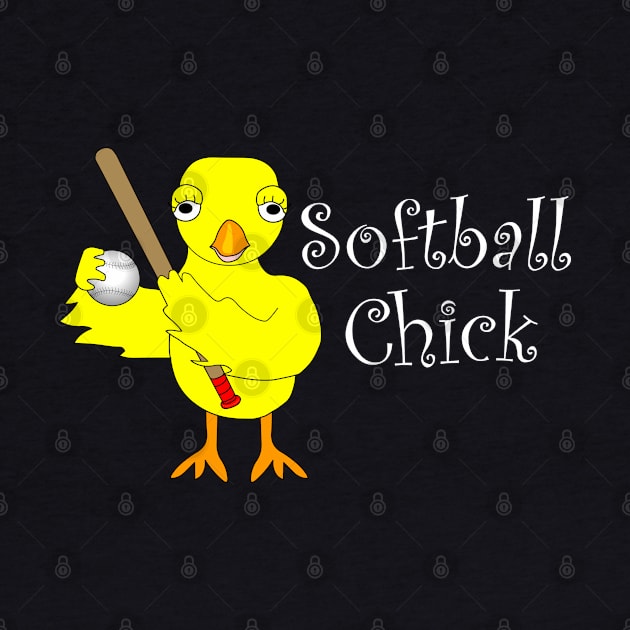 Softball Chick Narrow White Text by Barthol Graphics